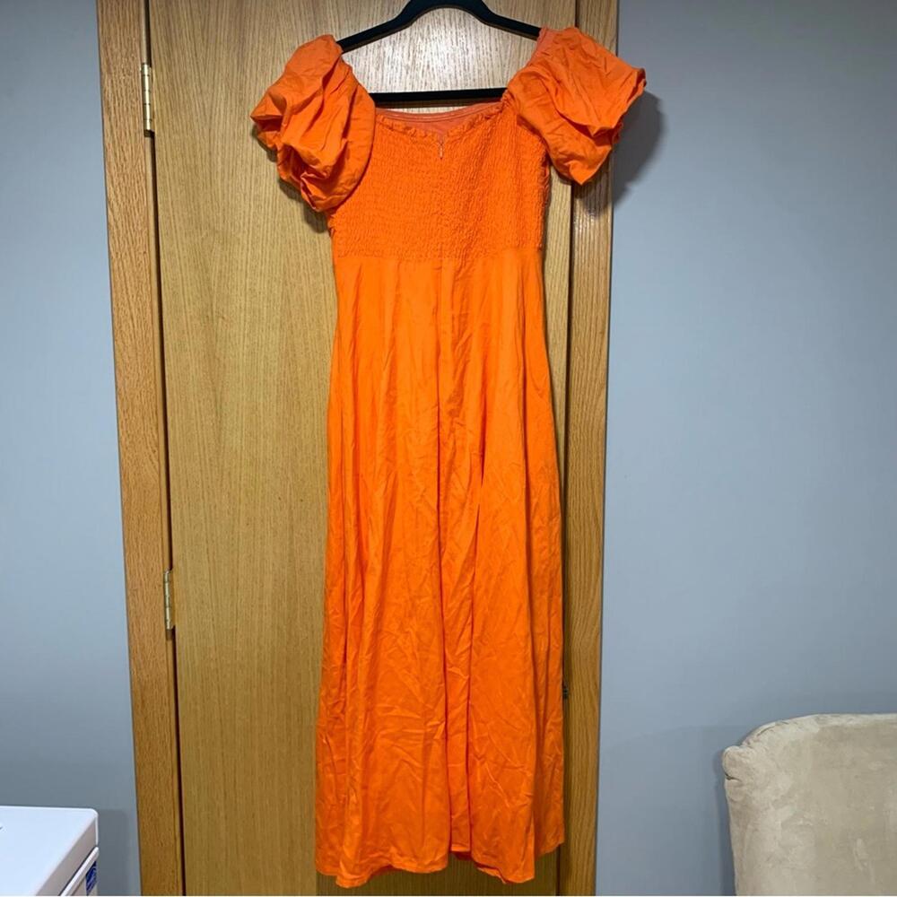 ASTR The Label Orange Off The Shoulder Midi A-Line Dress - Size Medium - Picture 4 of 8